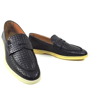 ALBERTO CICCIOLI 🇮🇹 MEN'S BLACK SOFT LEATHER COMFORT PENNY LOAFERS